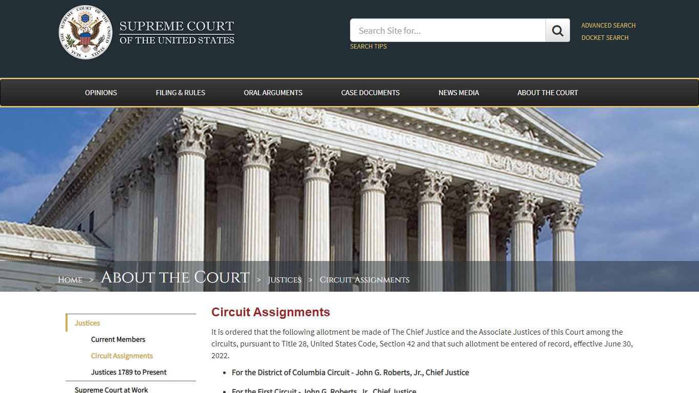 Circuit Assignments - Supreme Court of the United States